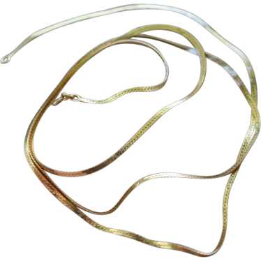 14k Herringbone Chain Necklace. 14k Yellow Gold H… - image 1
