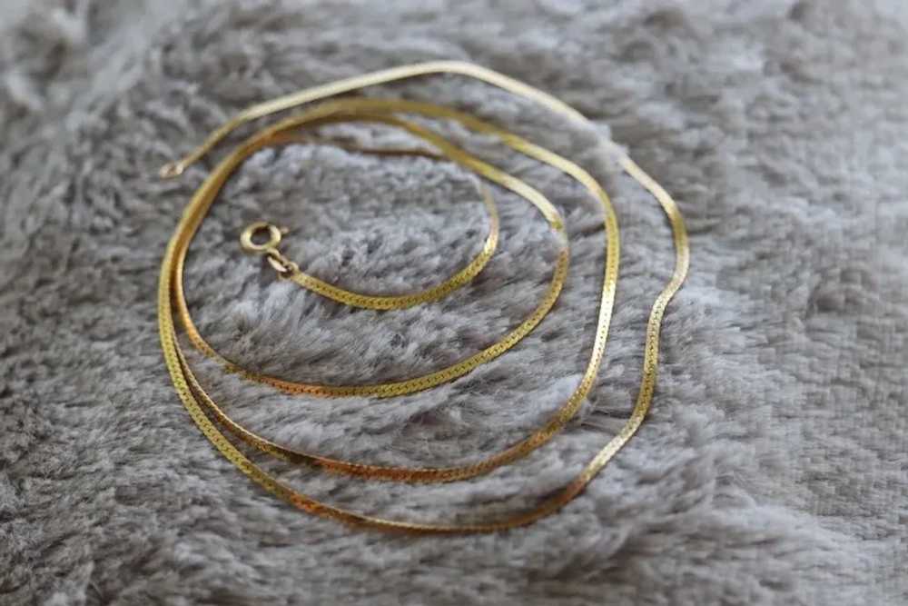 14k Herringbone Chain Necklace. 14k Yellow Gold H… - image 2