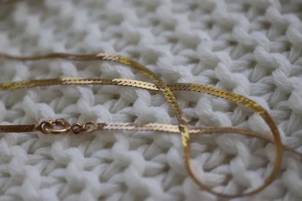 14k Herringbone Chain Necklace. 14k Yellow Gold H… - image 4