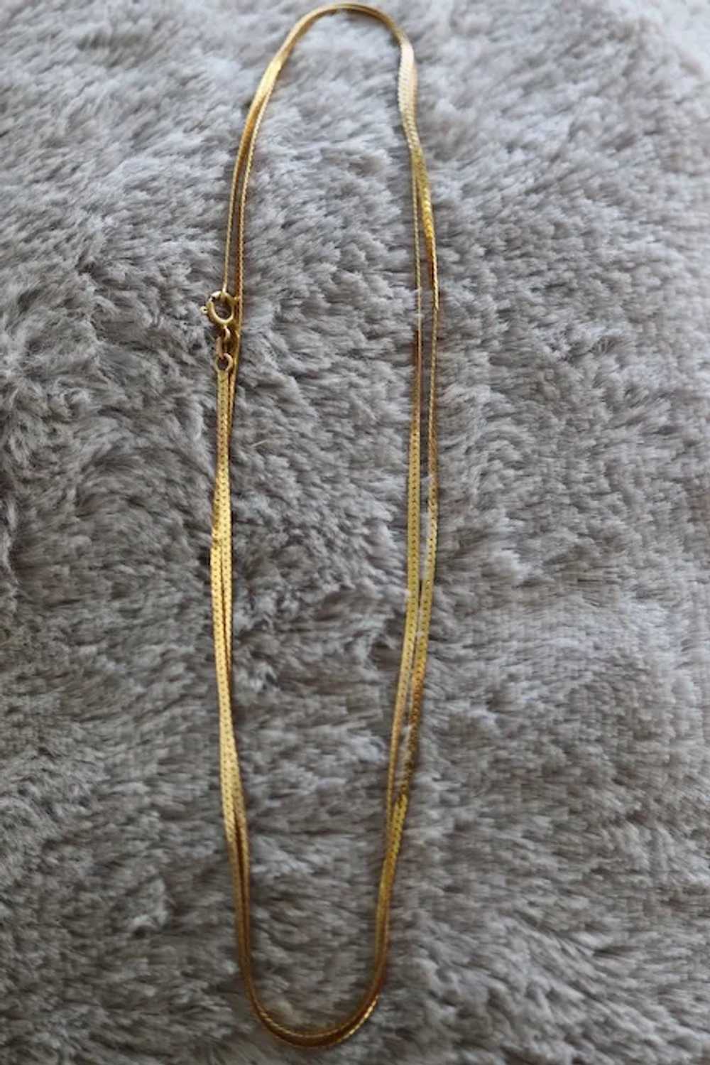 14k Herringbone Chain Necklace. 14k Yellow Gold H… - image 5