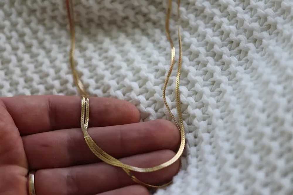 14k Herringbone Chain Necklace. 14k Yellow Gold H… - image 6