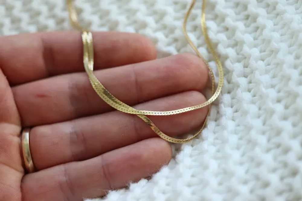 14k Herringbone Chain Necklace. 14k Yellow Gold H… - image 8