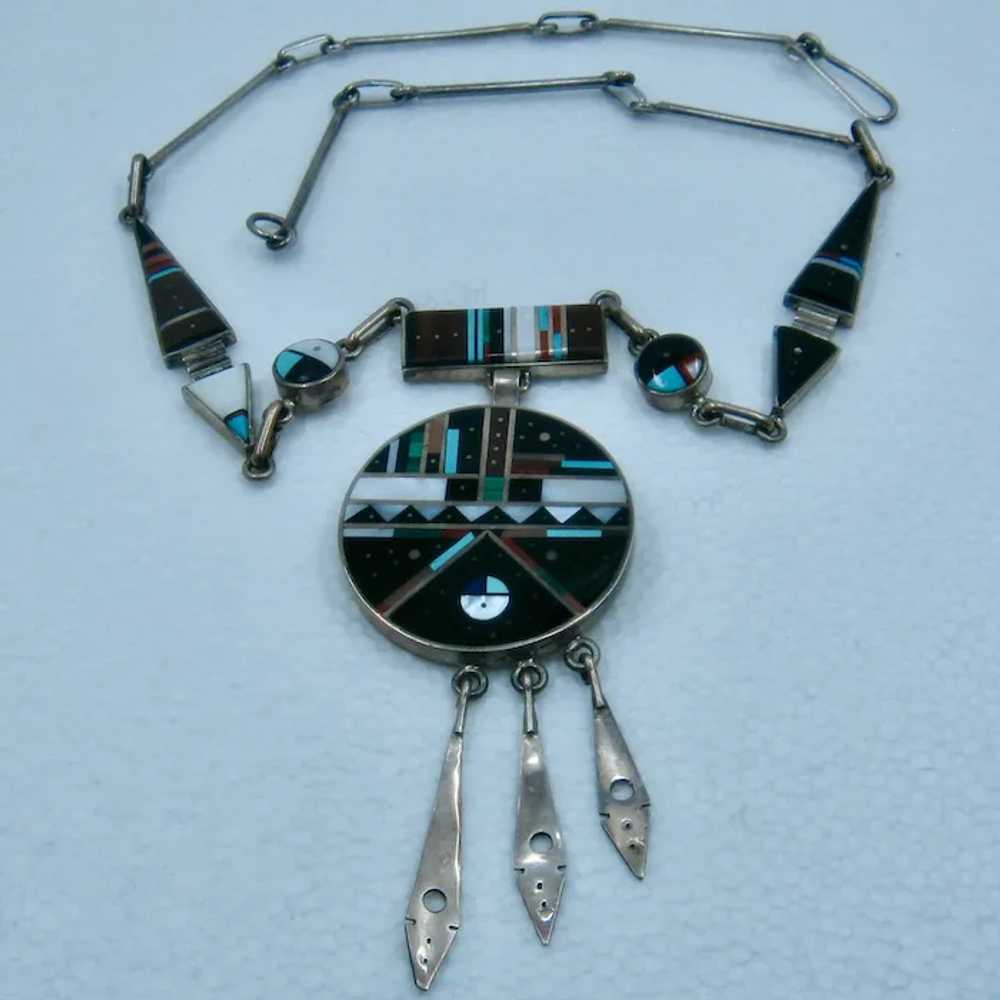 Fantastic Harold Smith Sterling Navajo Inlay Ston… - image 2