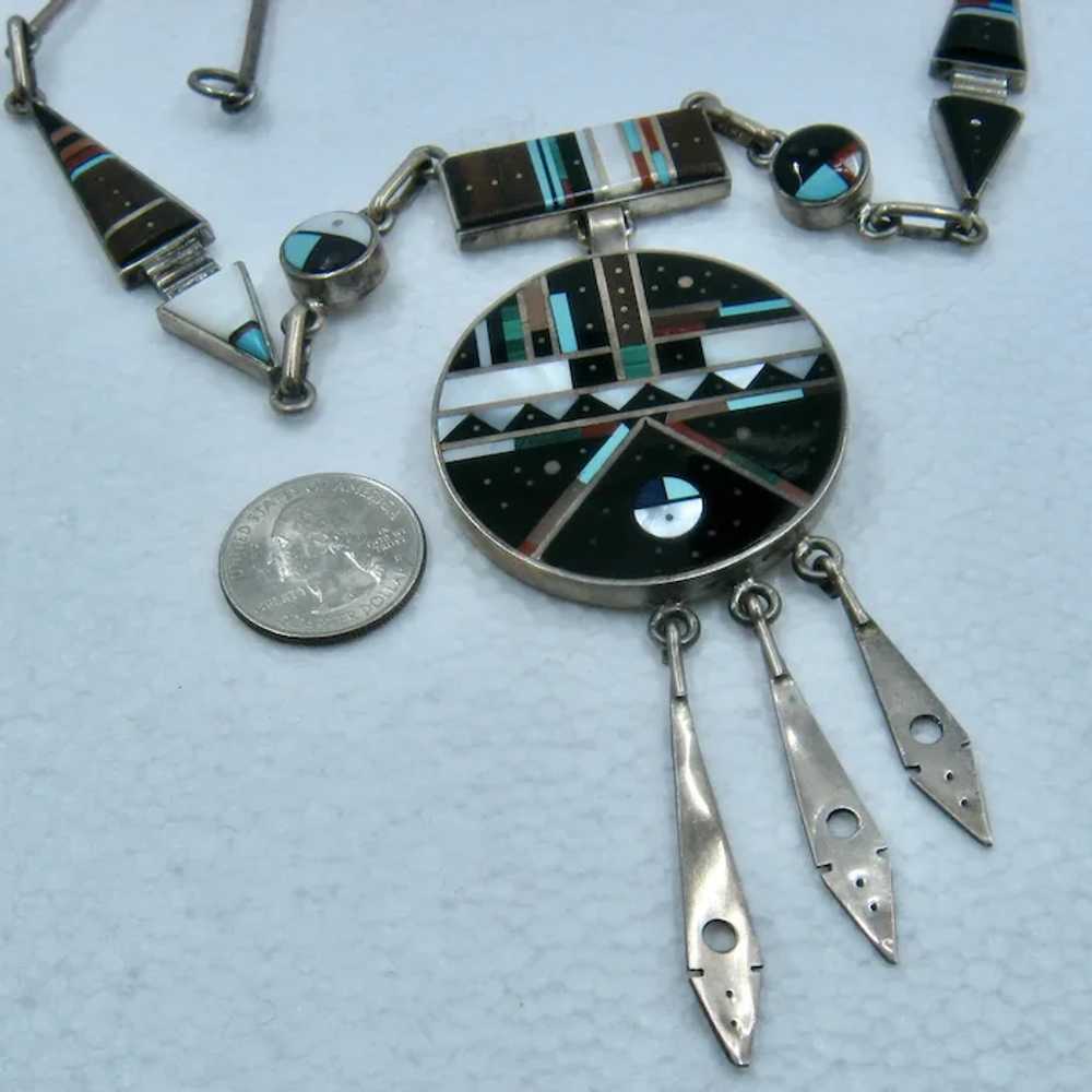 Fantastic Harold Smith Sterling Navajo Inlay Ston… - image 6