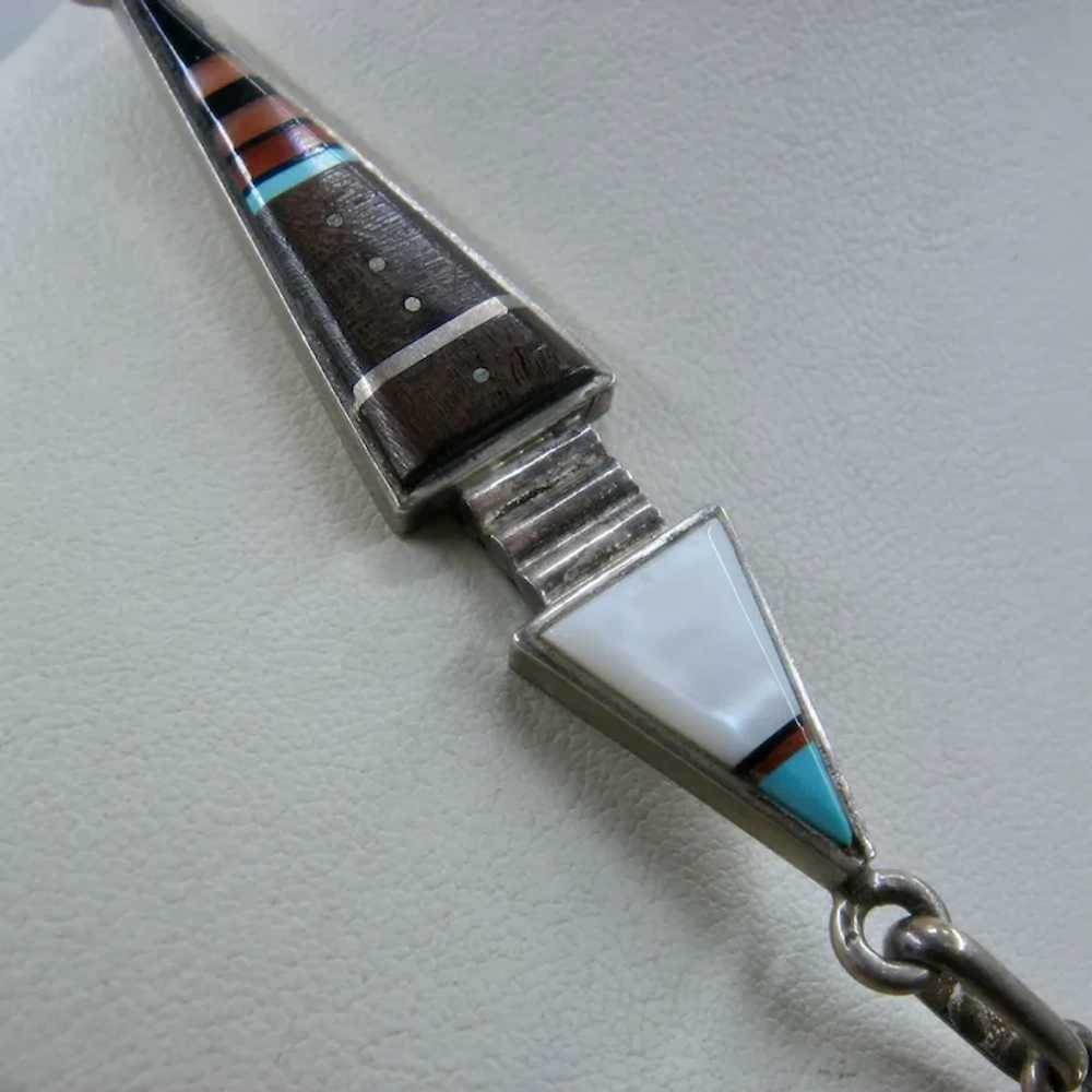 Fantastic Harold Smith Sterling Navajo Inlay Ston… - image 9