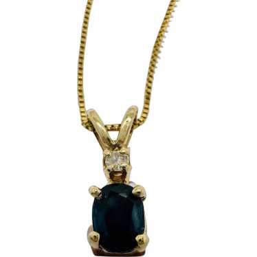 14k Sapphire and Diamond Accent Pendant Necklace … - image 1