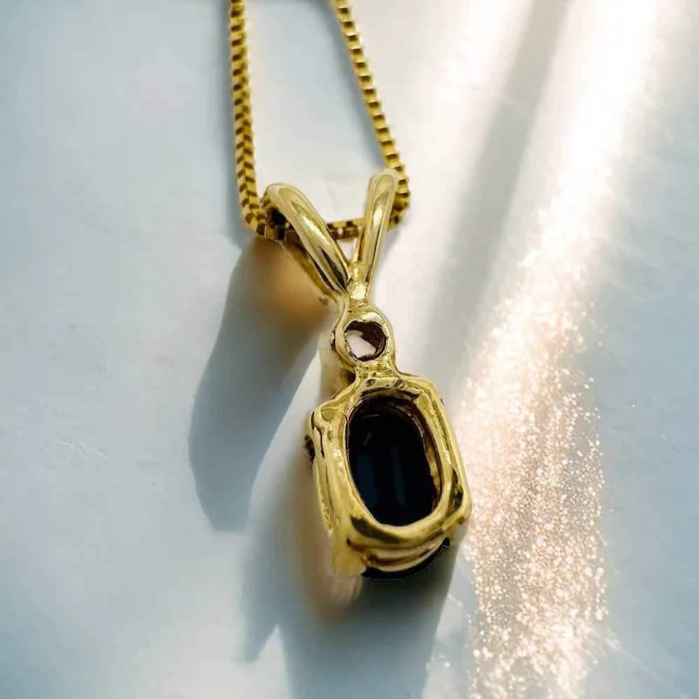 14k Sapphire and Diamond Accent Pendant Necklace … - image 2
