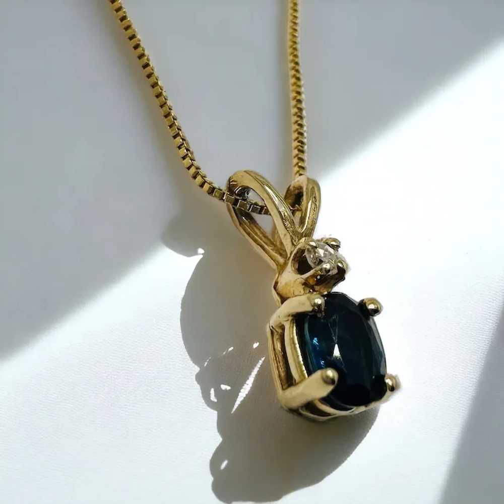 14k Sapphire and Diamond Accent Pendant Necklace … - image 3