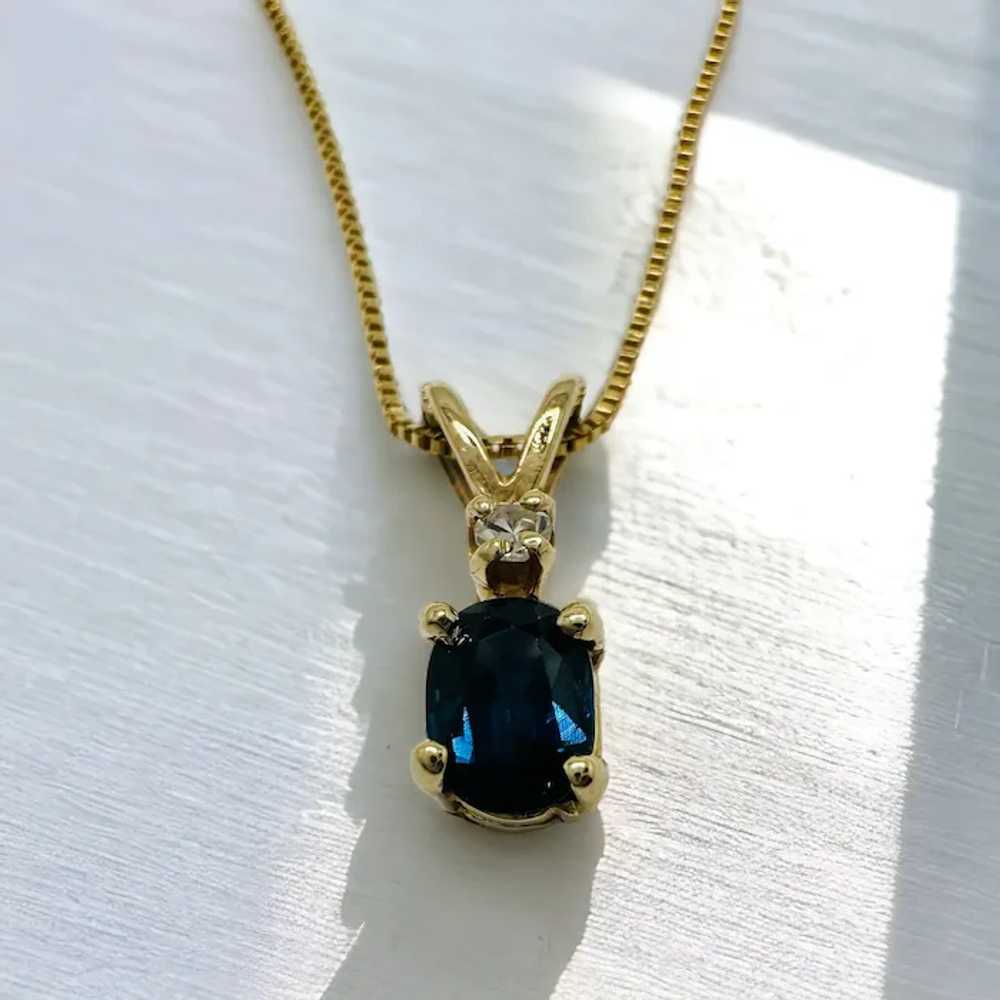 14k Sapphire and Diamond Accent Pendant Necklace … - image 4