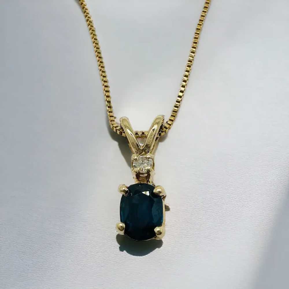 14k Sapphire and Diamond Accent Pendant Necklace … - image 5