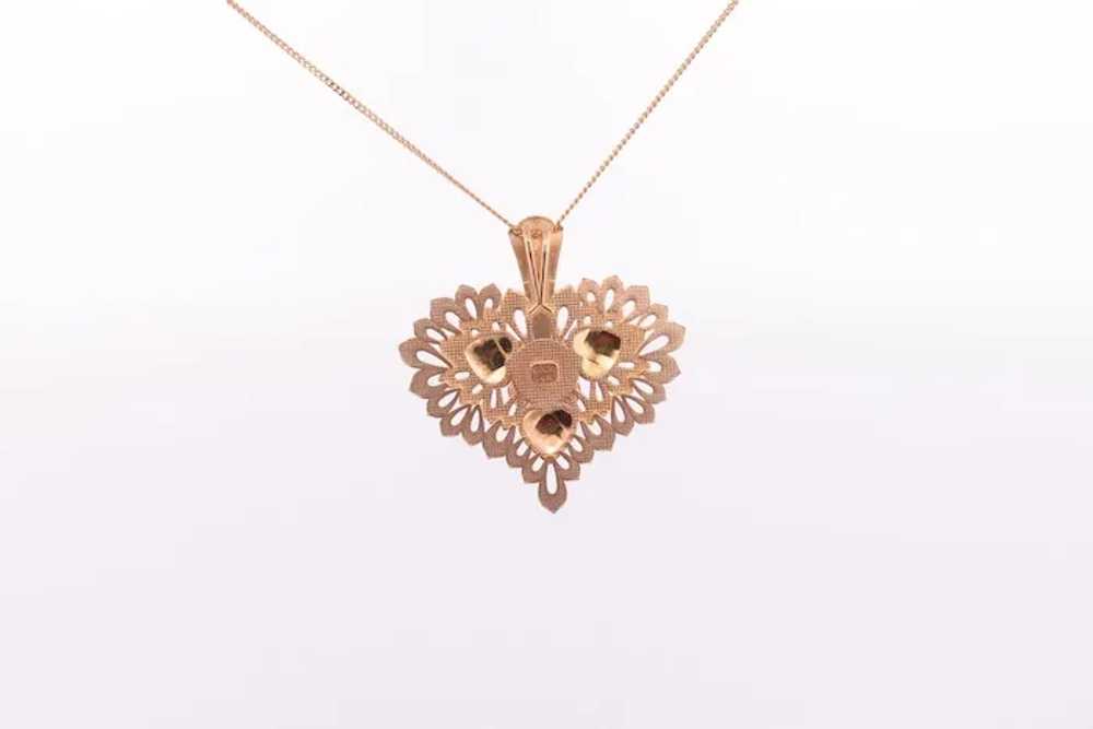 Black Hills Gold Heart Necklace. Large Open Filig… - image 3