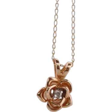 14k Diamond Rose Flower Pendant. 14k Diamond Daisy