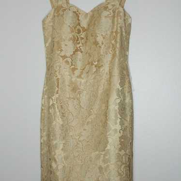 Zinnia Elegans Golden Lace Pencil Dress - image 1