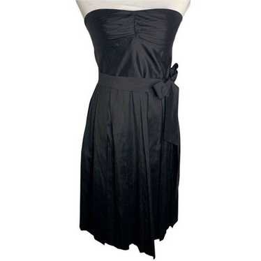 Vintage Trina Turk Silk Strapless Dress 4 Black P… - image 1