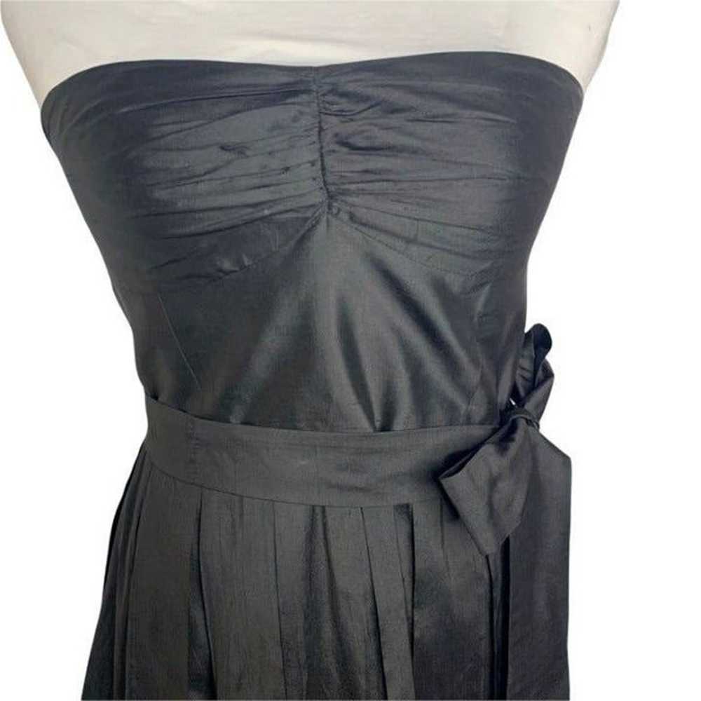 Vintage Trina Turk Silk Strapless Dress 4 Black P… - image 2