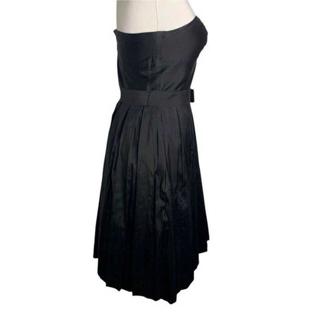 Vintage Trina Turk Silk Strapless Dress 4 Black P… - image 3