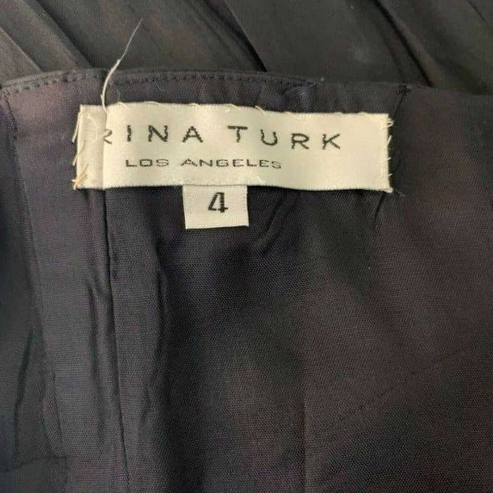 Vintage Trina Turk Silk Strapless Dress 4 Black P… - image 6