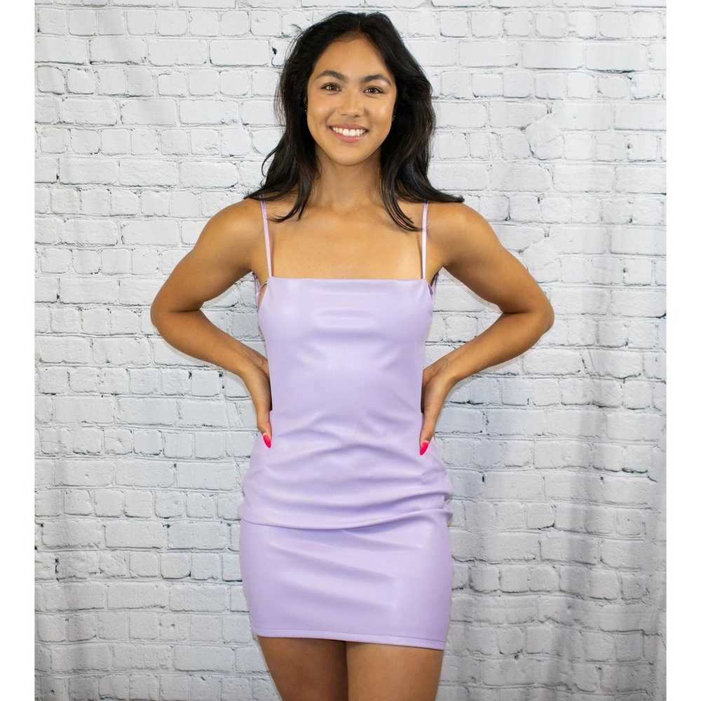 Tic Toc Lavender Leather Open Back Bodycon Mini /… - image 3