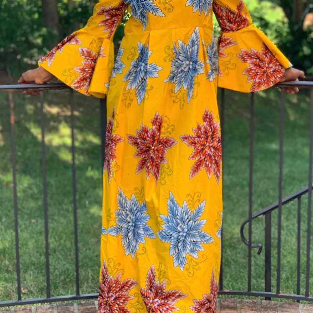 Yellow African Print Ankara Long Sleeve Handmade … - image 2