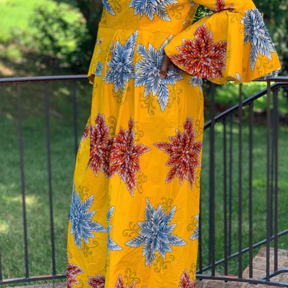 Yellow African Print Ankara Long Sleeve Handmade … - image 3