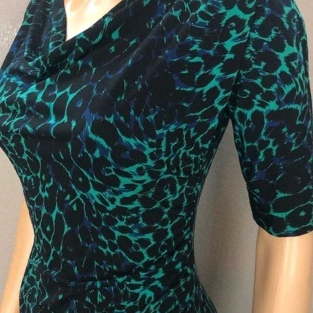 BCBG MAXAZRIA Leopard Animal Green Shirt  Dress M… - image 10