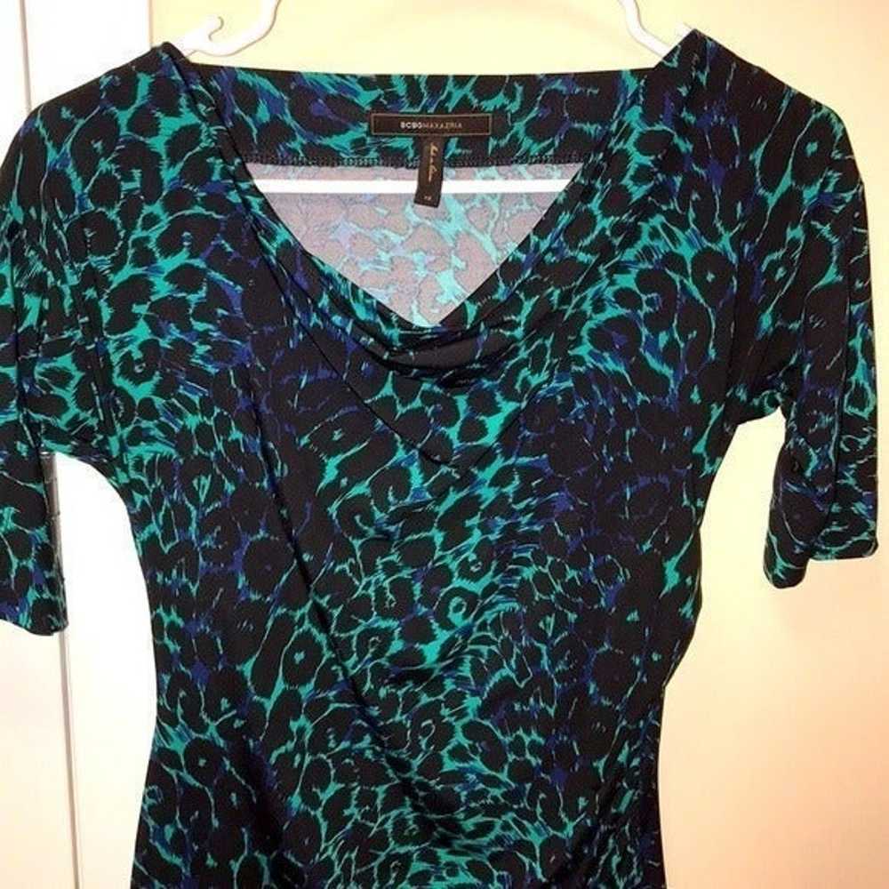 BCBG MAXAZRIA Leopard Animal Green Shirt  Dress M… - image 7