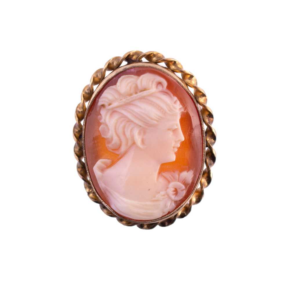 Vintage Gold Filled Shell Cameo Brooch - image 1