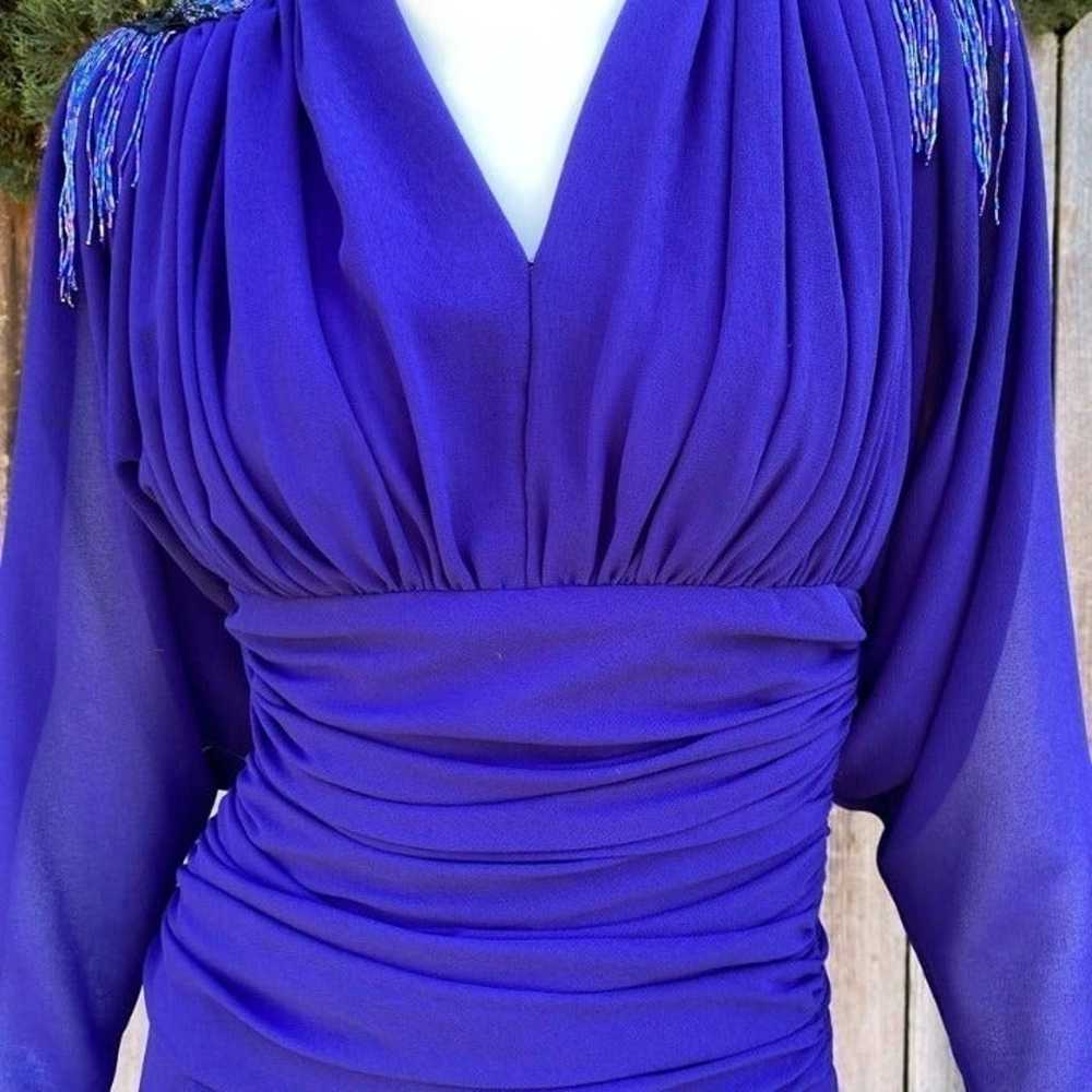 Lillie Rubin Vintage Size 4 Blue 80s Beaded Forma… - image 10