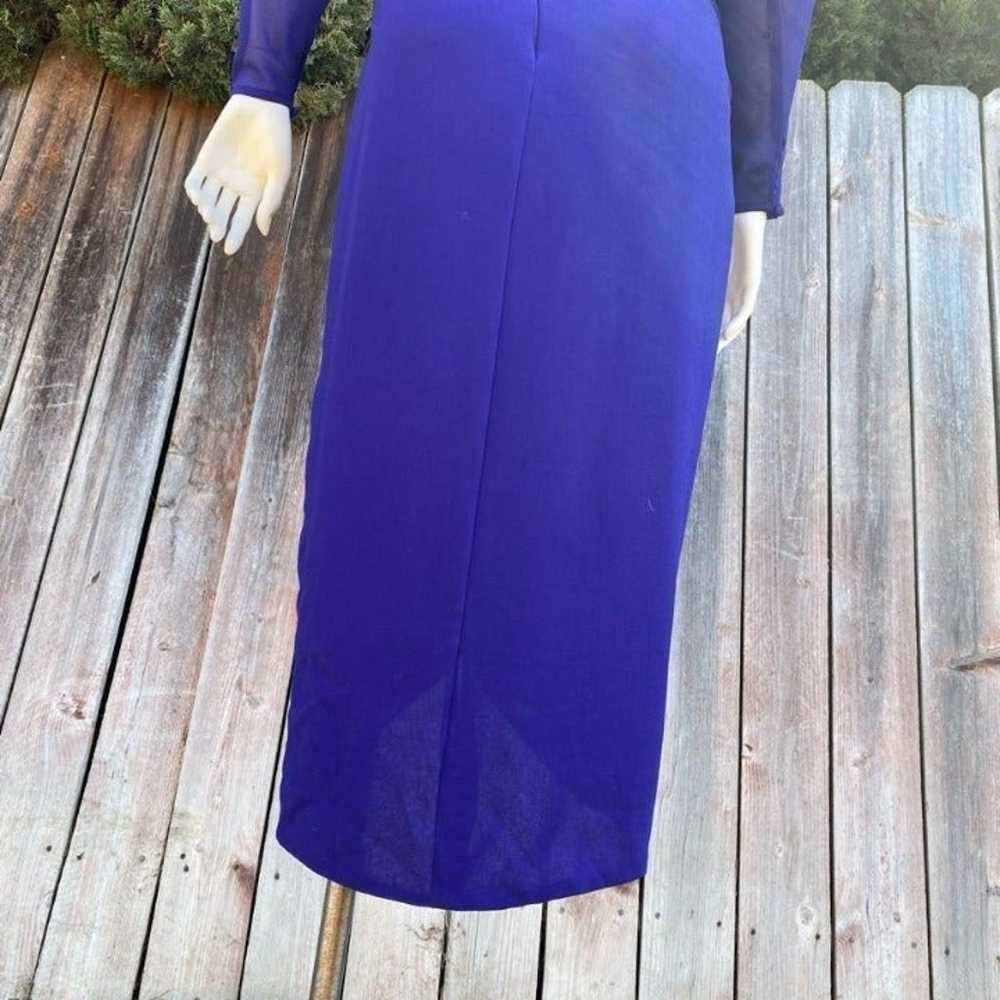 Lillie Rubin Vintage Size 4 Blue 80s Beaded Forma… - image 5