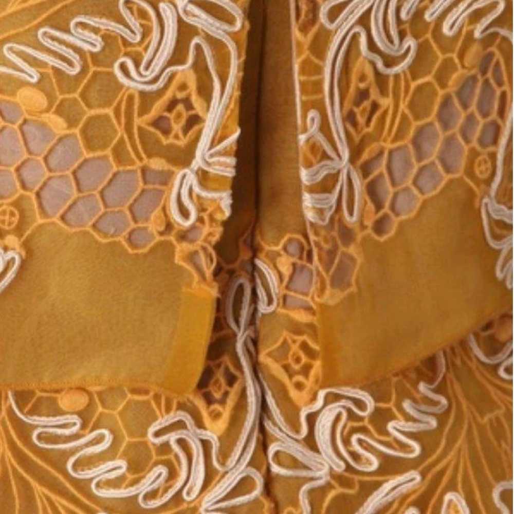 BCBG MaxAzria Runway strapless yellow lace silk d… - image 7