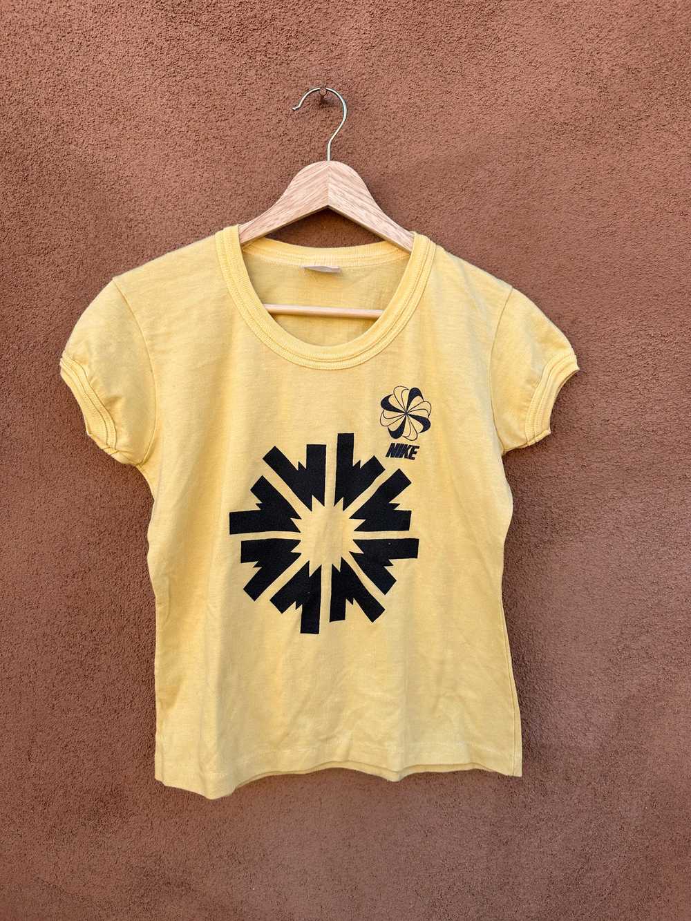 Yellow Nike Pinwheel Ringer T-shirt - 1970's - image 1