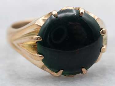 Yellow Gold Round Cut Bloodstone Solitaire Ring - image 1