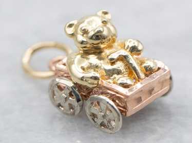 Tri Color Yellow, White, and Rose Gold Bear Drivi… - image 1