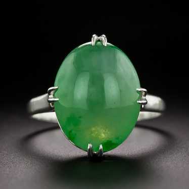 Mid-Century Natural Jade Solitaire Ring - image 1
