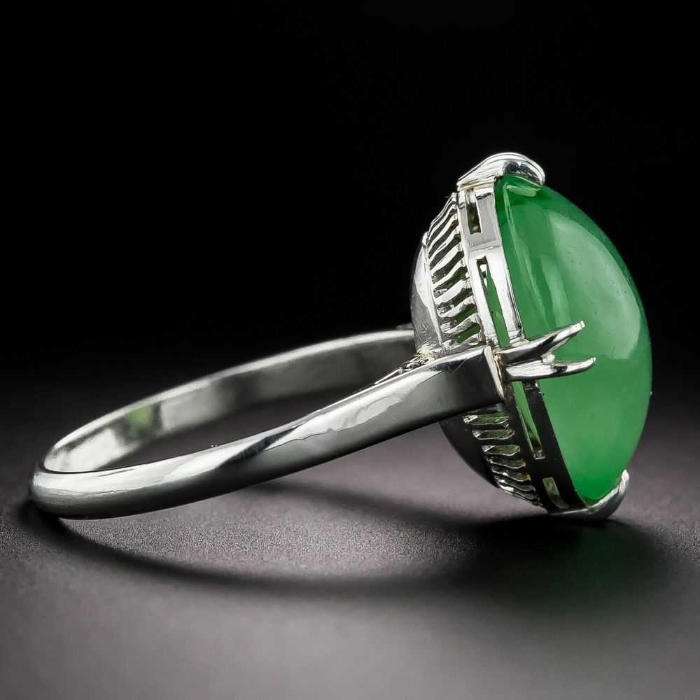 Mid-Century Natural Jade Solitaire Ring - image 2