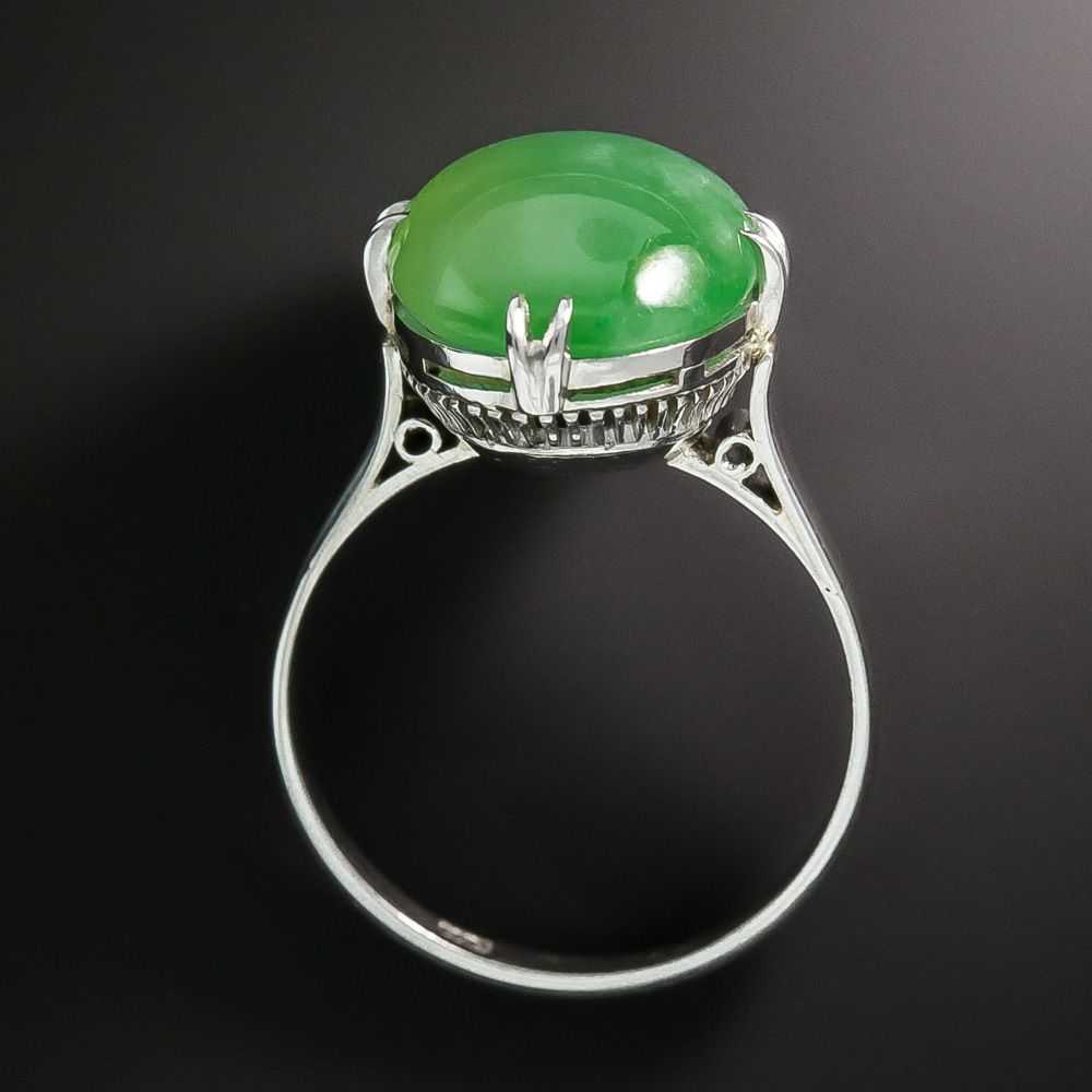 Mid-Century Natural Jade Solitaire Ring - image 3