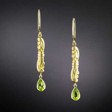 Art Nouveau Peridot Dangle Earrings - image 1