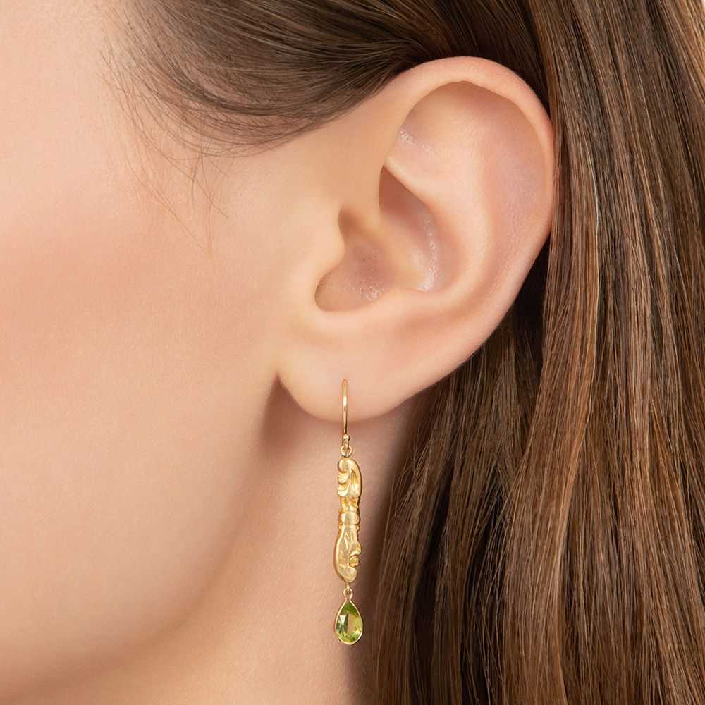 Art Nouveau Peridot Dangle Earrings - image 3