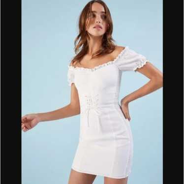 Reformation Miami Linen White Corset Dress 0