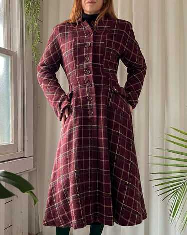 40s Plaid Wool Princess Coat - image 1