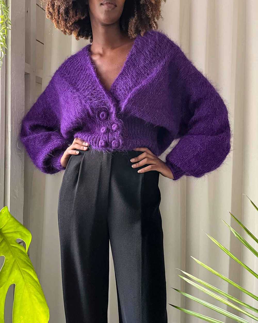 90s Shaggy Purple Mohair Sweater - image 1