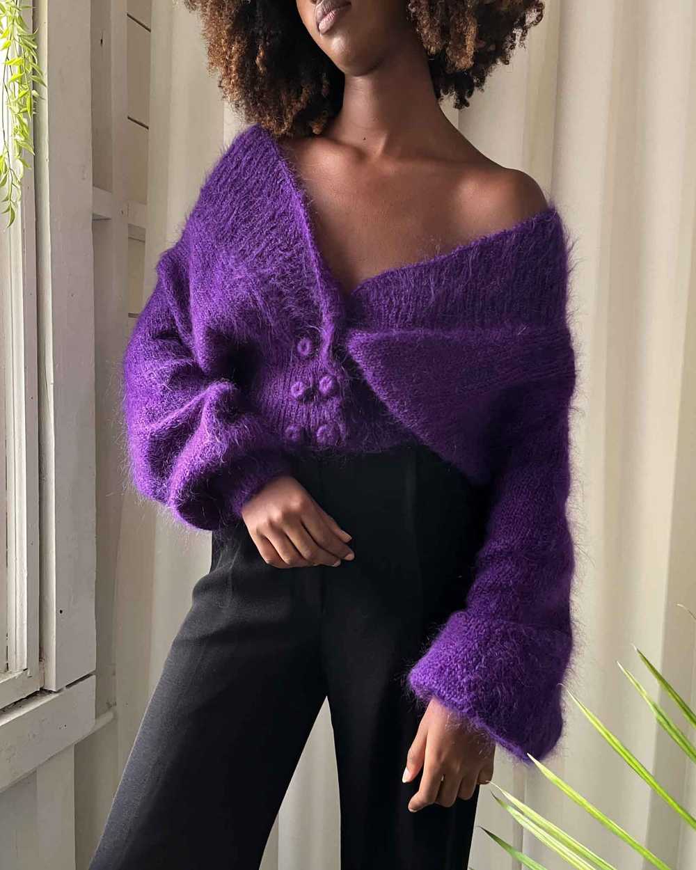 90s Shaggy Purple Mohair Sweater - image 2