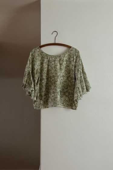 1970's FLORAL RUFFLE SLEEVE BLOUSE