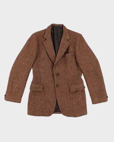 90s Vintage Mens Brown Harris Tweed Blazer - M - image 1