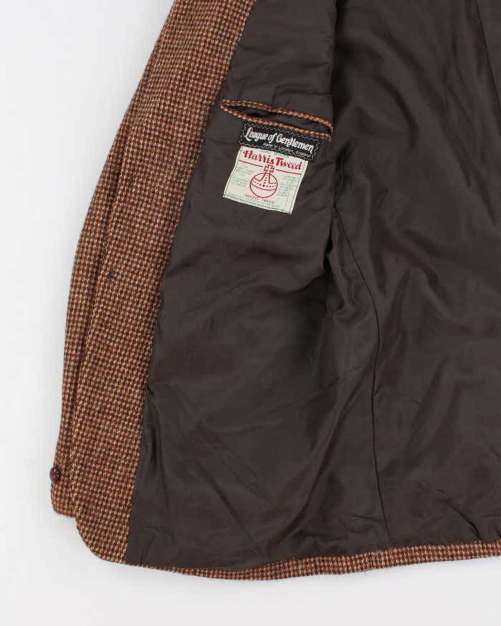 90s Vintage Mens Brown Harris Tweed Blazer - M - image 4