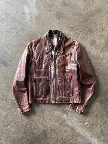 1970s Reddish Brown Leather Jacket Talon Zipper