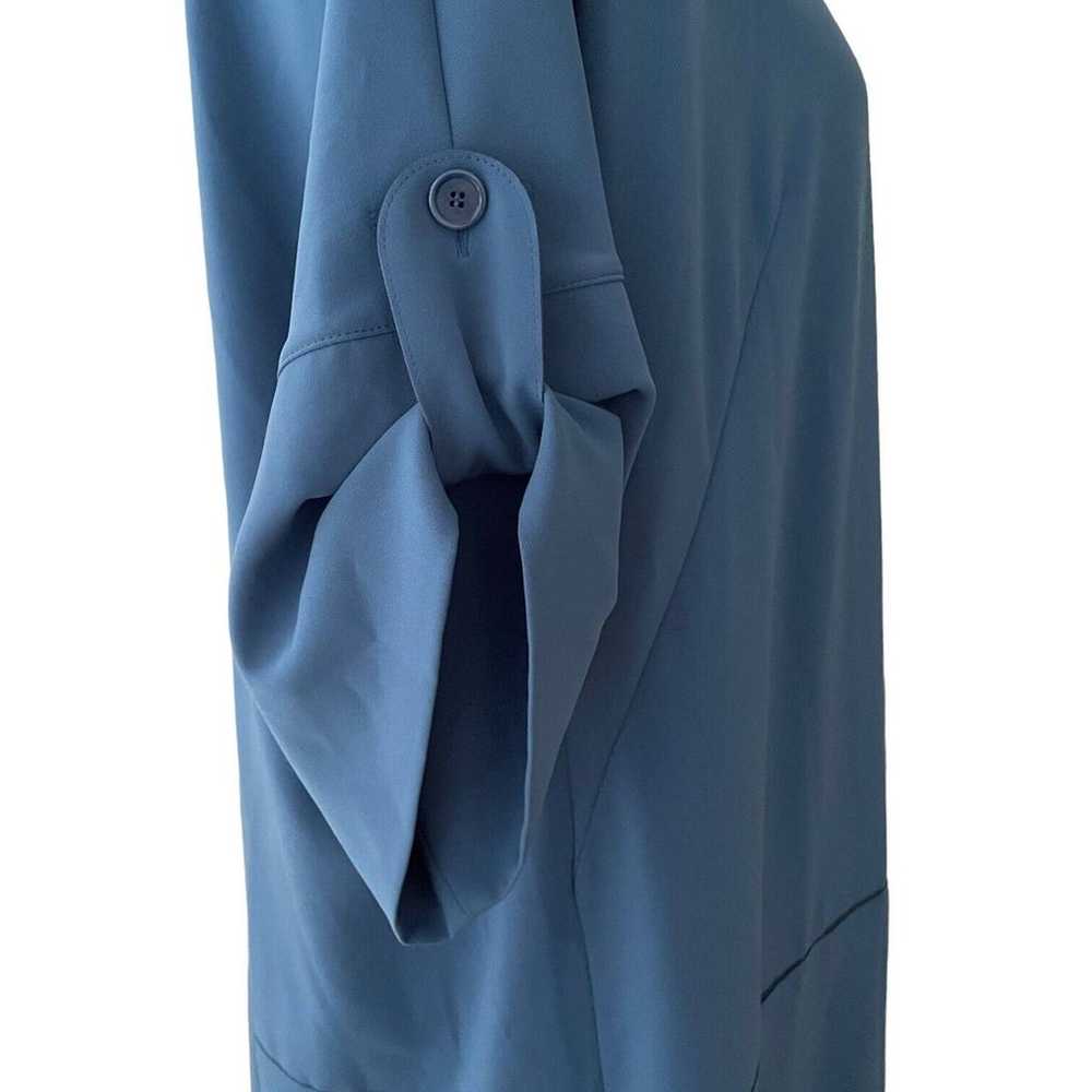 Akris Punto Blue Roll Tab Sleeve Pleated Midi Shi… - image 5