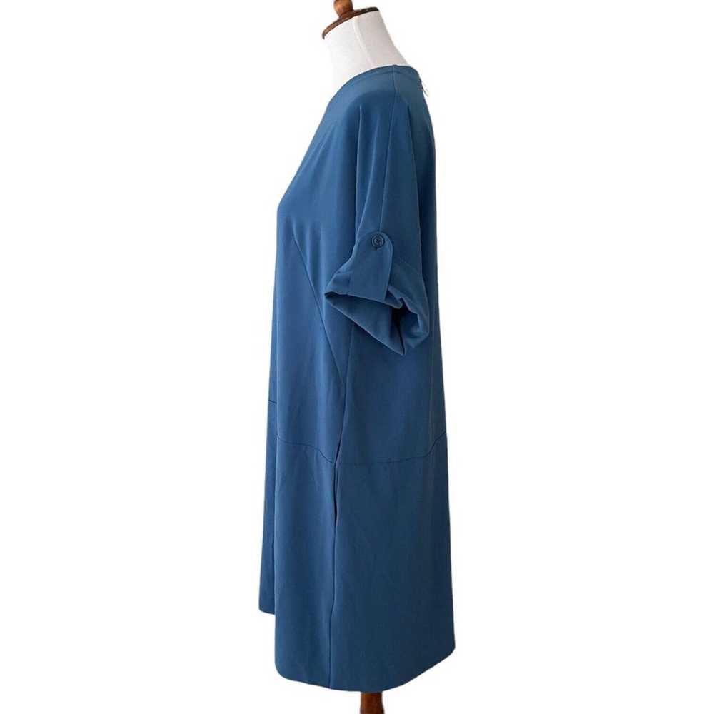 Akris Punto Blue Roll Tab Sleeve Pleated Midi Shi… - image 7