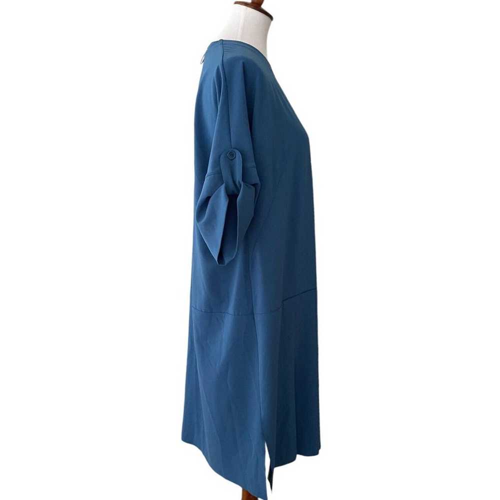 Akris Punto Blue Roll Tab Sleeve Pleated Midi Shi… - image 8