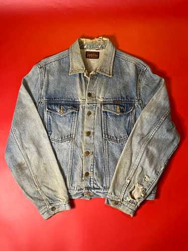 90’s Distressed Lucky Star Denim Jacket - image 1
